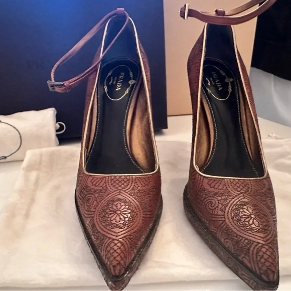 Prada Intricate Brown Women's Heels - Picture 2 of 3